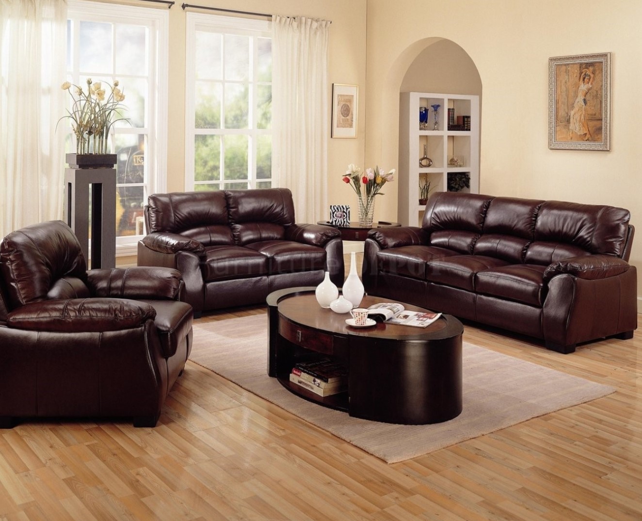 living room ideas with brown couch