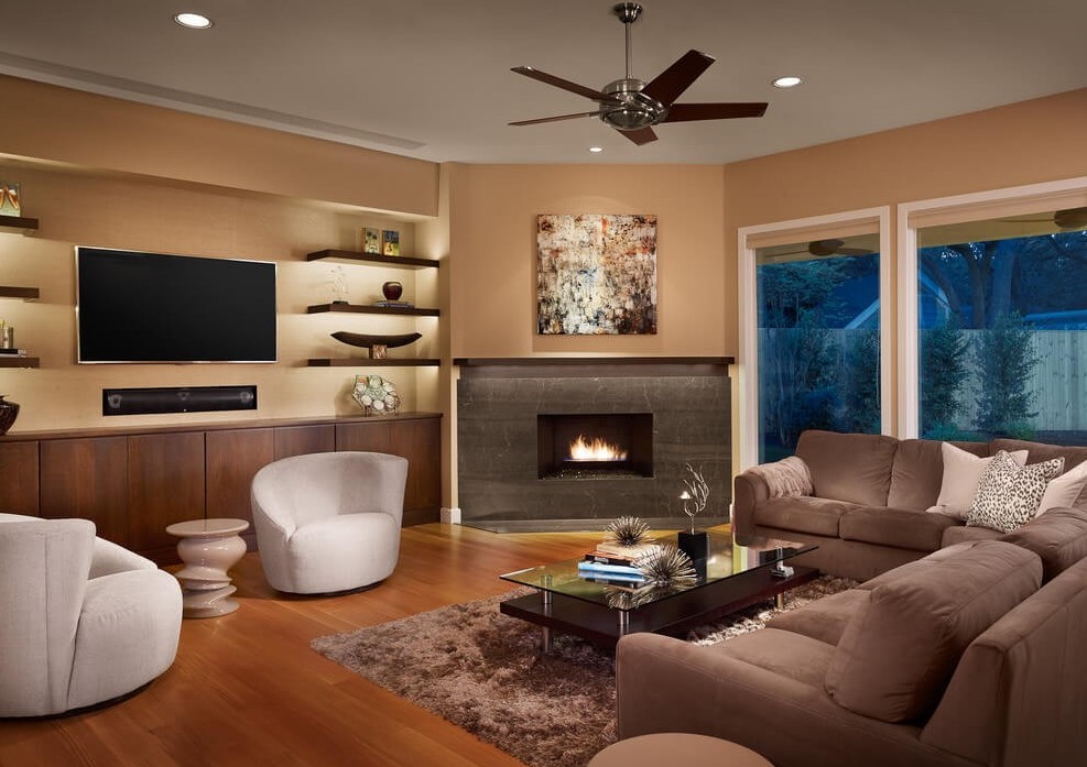 living room setup with fireplace